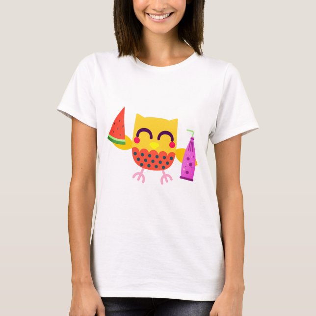 Vögel, Schafe, Niedliche Eule T-Shirt (Vorderseite)