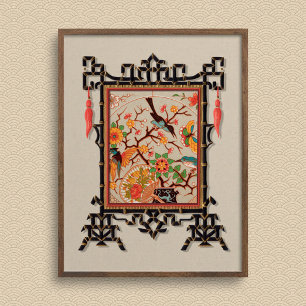 Vögel & Schmetterlinge Kunst drucken Poster