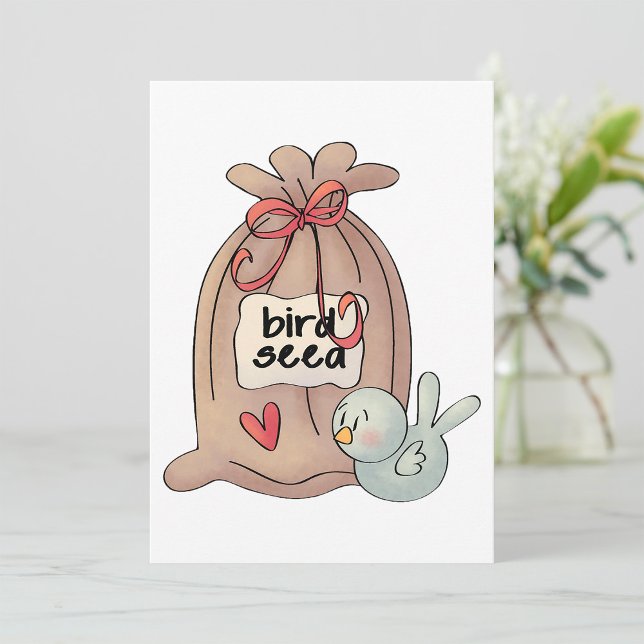 Vogel Seed Bag mit Bow und Herz Einladung (Von Creator hochgeladen)