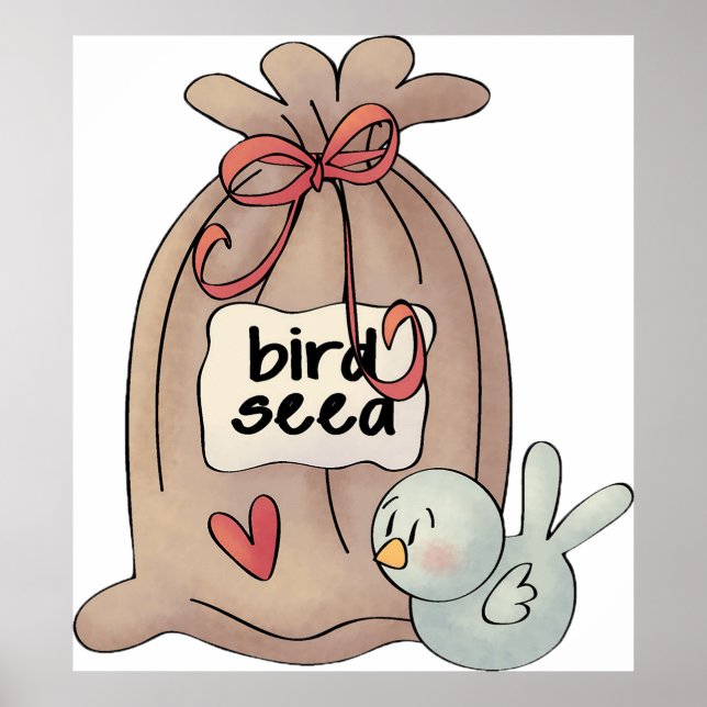 Vogel Seed Bag mit Bow und Herz Poster (Vorne)