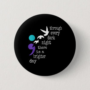 Vögel Semicolon Geschenk Suizidprävention Bewussts Button