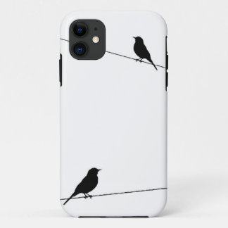 Vogel-Silhouetten auf Draht iPhone 11 Hülle
