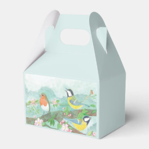 Vögel singen auf einem blühenden Baumzweig Geschenkschachtel