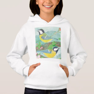 Vögel singen auf einem blühenden Baumzweig Hoodie