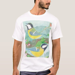 Vögel singen auf einem blühenden Baumzweig T-Shirt