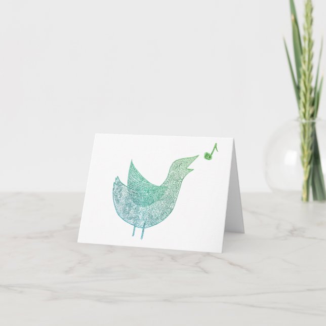 Vogel singt feiertagskarte (Vorderseite)