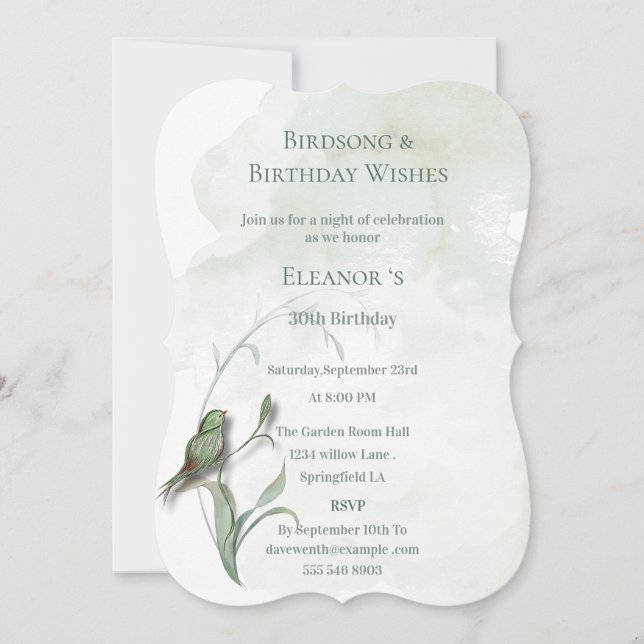 Vogel Songs und besten Wünsche Einladung (Vorderseite)