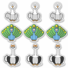 Vogel Swan, Peacock, StraußenCartoon Aufkleber