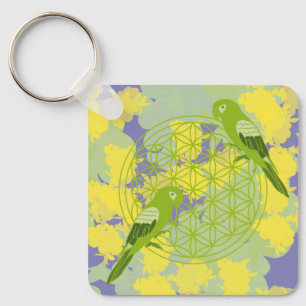 Vogel,Tier Totem,Zen,Chakra,Blume des Lebens,Blume Schlüsselanhänger
