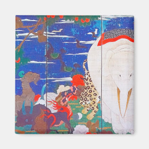 Vögel, Tiere und blühende Pflanze (rechts) Jakuchū Magnet