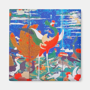 Vögel, Tiere und blühende Pflanze (Verlassen) Jaku Magnet