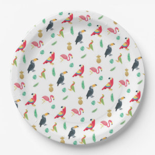 Vögel u. Ananas-PapierParty-Teller Pappteller