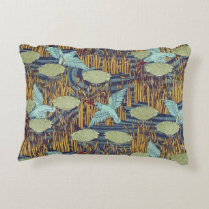 Vögel über dem Teich Vintage Jugendstil Dekokissen