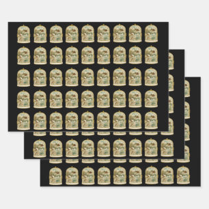 Vogel über der Hütte durch Stream im Schnee im Vog Geschenkpapier Set