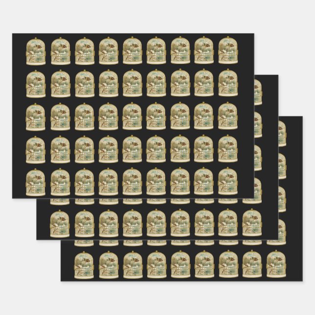 Vogel über der Hütte durch Stream im Schnee im Vog Geschenkpapier Set (Set)