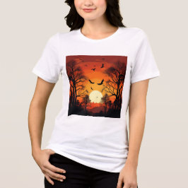 Vögel über goldenem Sonnenuntergang fliegen, ruhig Tri-Blend Shirt
