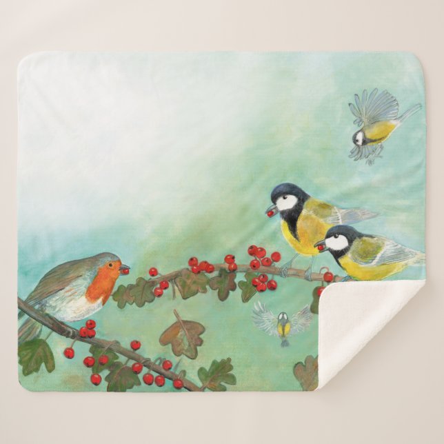 Vögel und Beeren Sherpadecke (Vorderseite (Horizontal))