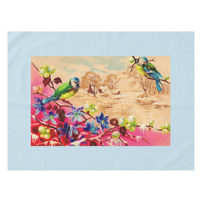 Vögel und Beeren Tischdecke (Vorderseite (Horizontal))