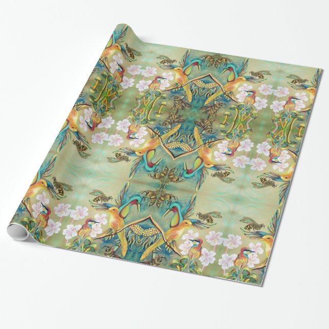 Vögel und Bienen giftwrap Geschenkpapier (Ungerollt)