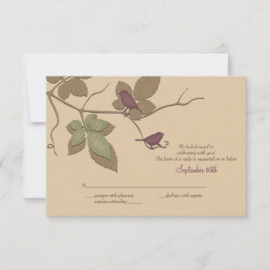 Vögel und Blätter fallen Hochzeit Antwortkarte RSVP Karte