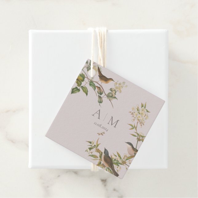 Vögel und Blätter, romantische Gastgeschenk Hochze Geschenkanhänger (Beispiel)