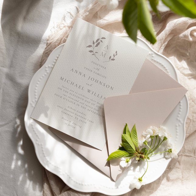 Vögel und Blätter Romantische Hochzeit Einladung (Von Creator hochgeladen)