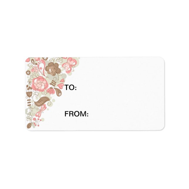 Vögel und Blume Adressaufkleber (Vorne)