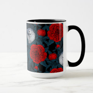 Vögel und Blume aus Roter Pest mit blauen Blätter Tasse