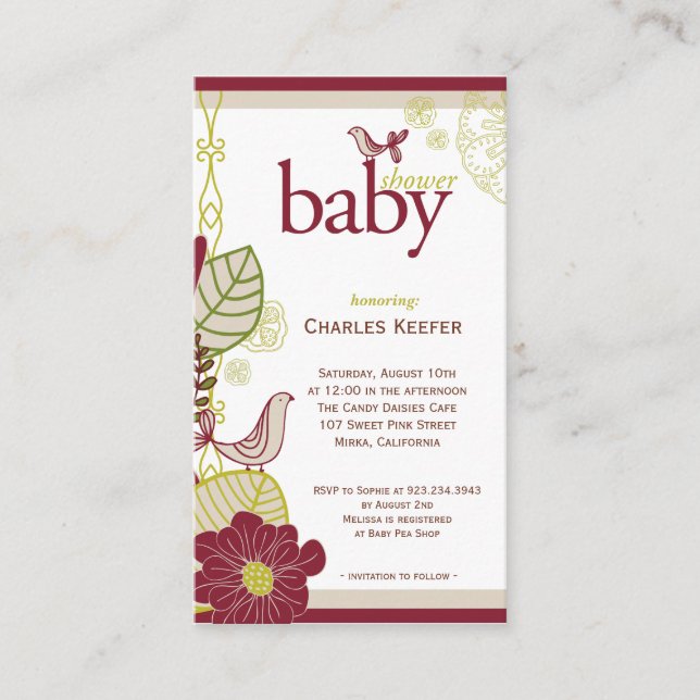 Vögel und Blume Begleitkarte (Vorderseite)