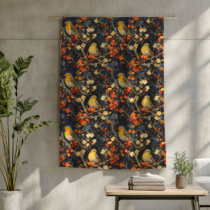 Vögel und Blume Blanket für gemütliche Herbstnacht Fleecedecke