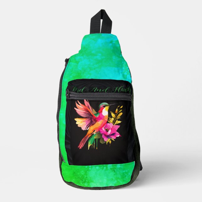 Vogel- und Blume-Drucktasche Crossbody Bag (Vorderseite)