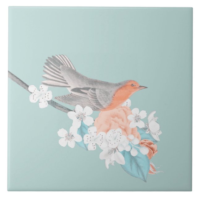 Vögel und Blume Fliese (Vorderseite)
