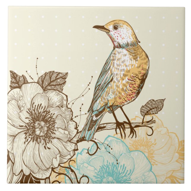 Vögel und Blume Fliese (Vorderseite)