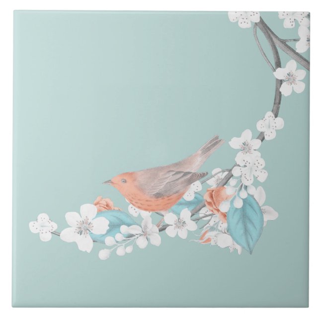 Vögel und Blume Fliese (Vorderseite)