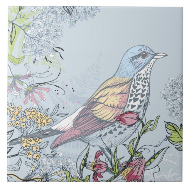 Vögel und Blume Fliese (Vorderseite)