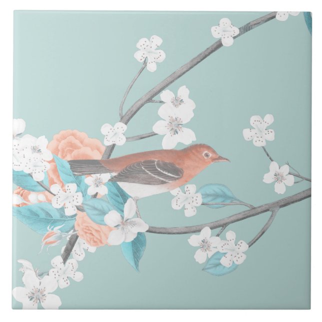 Vögel und Blume Fliese (Vorderseite)