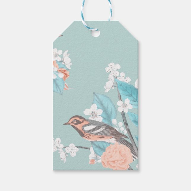 Vögel und Blume Geschenkanhänger (Vorderseite)
