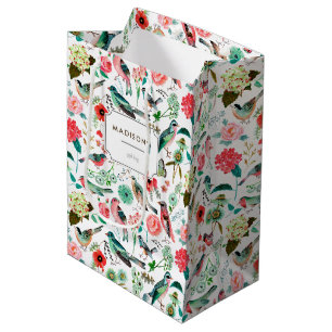 Vögel und Blume   Geschenktasche Mittlere Geschenktüte