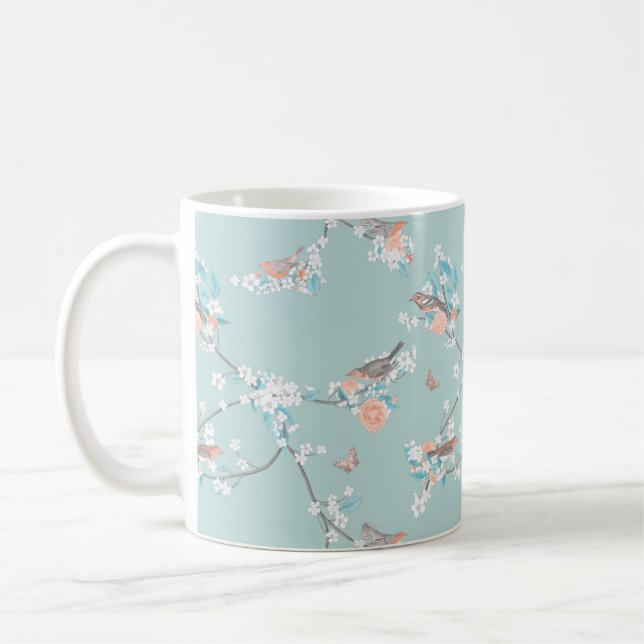 Vögel und Blume Kaffeetasse (Links)