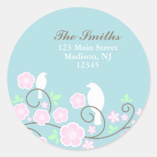 Vögel und Blume: Kennzeichnung Runder Aufkleber