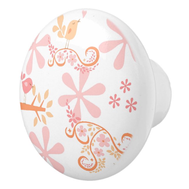Vögel und Blume Keramikknauf (Rechts)