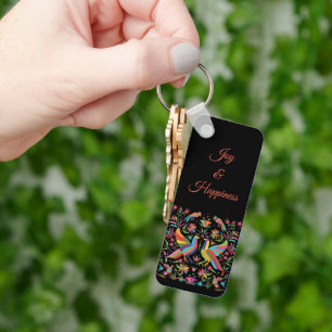 Vogel und Blume mexikanischer Otomi-Schlüsselanhän Schlüsselanhänger