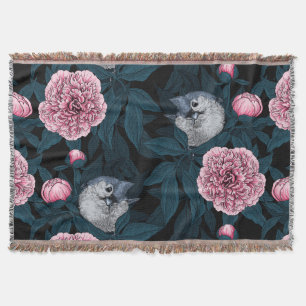 Vögel und Blume mit rosa Birnen und Blätter Decke
