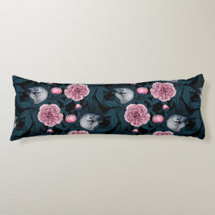 Vögel und Blume mit rosa Birnen und Blätter Seitenschläferkissen