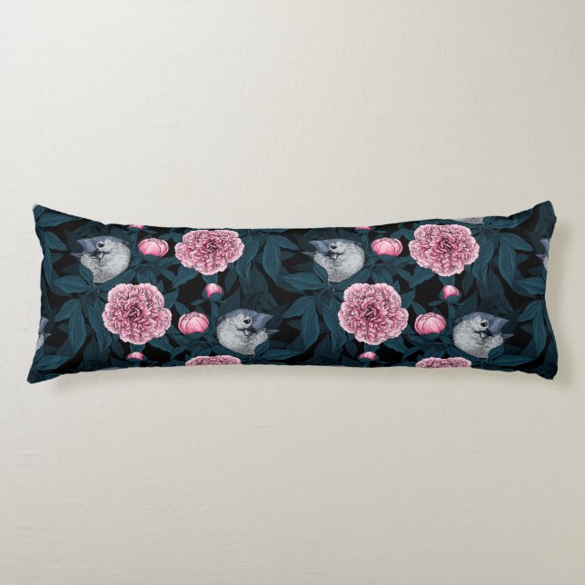 Vögel und Blume mit rosa Birnen und Blätter Seitenschläferkissen (Vorderseite)