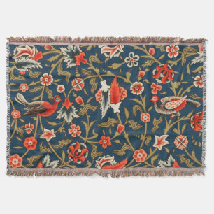 Vogel und Blume Persisches Blaues Muster Decke