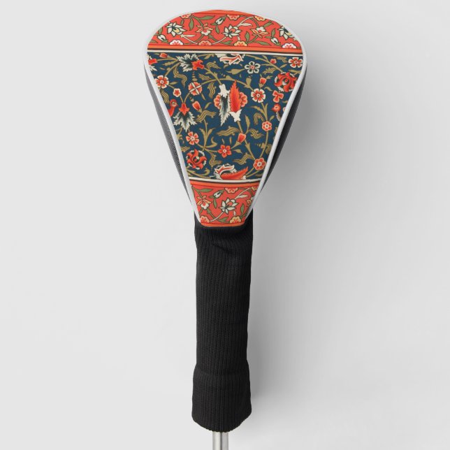 Vogel und Blume Persisches Blaues Muster Golf Headcover (Vorderseite)
