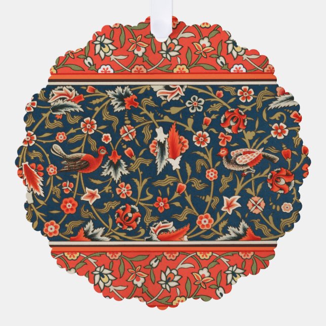 Vogel und Blume Persisches Blaues Muster Ornament Karte (Vorderseite)