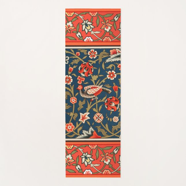 Vogel und Blume Persisches Blaues Muster Yogamatte (Vorderseite)