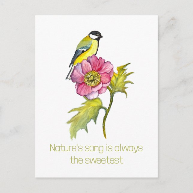 Vogel und Blume Postkarte (Vorderseite)